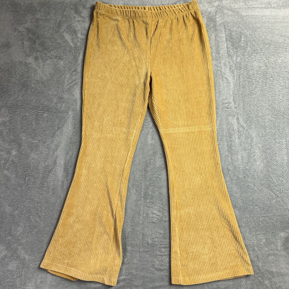 NWT Lularoe Women's Tan Kylie Flare Corduroy Pull On High Rise Pants Size XL
